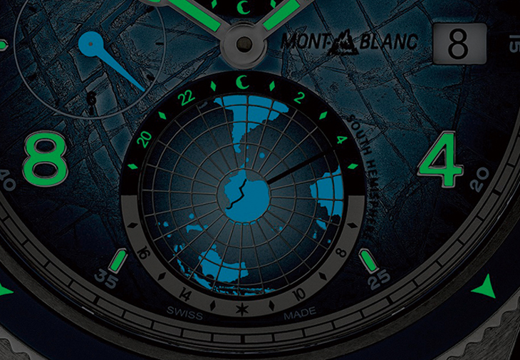 MONTBLANC 1858系列Geosphere世界時間零氧腕錶南極探險限量款1990