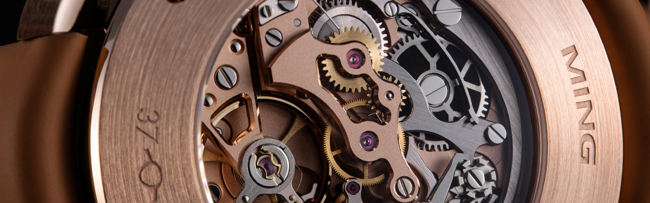 MING 37.04 玫瑰金單按鈕計時腕錶