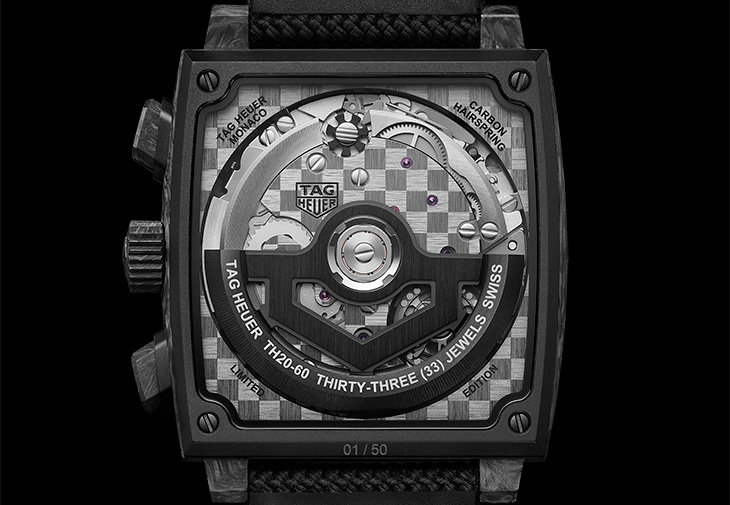 TAG Heuer泰格豪雅Monaco TH-Carbonspring前衛碳游絲飛返計時腕錶