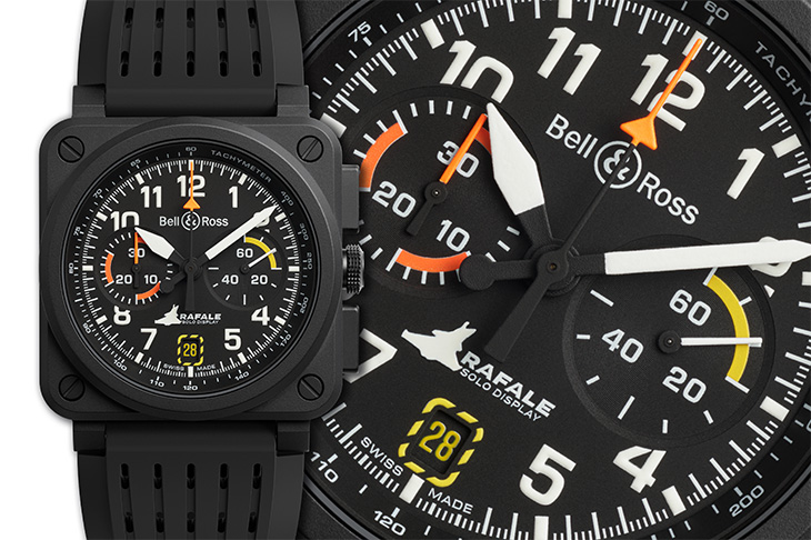 與疾風表演機隊聯手／BELL & ROSS BR-03 Chrono Rafale Solo Display