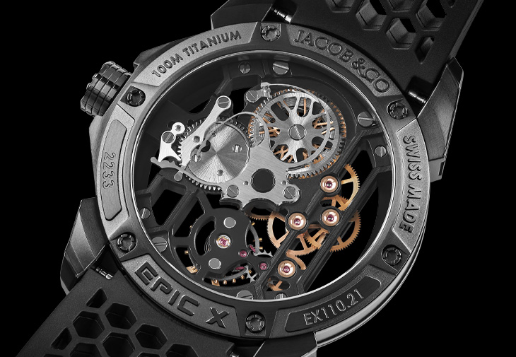 JACOB & CO. Epic X Skeleton 黑色鈦金屬鏤空腕錶