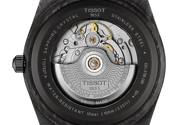 TISSOT天梭PRX鍛造碳矽游絲腕錶