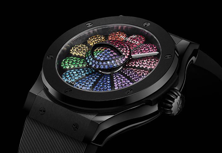 HUBLOT宇舶x村上隆黑陶瓷彩虹腕錶