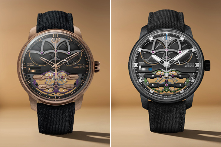 玫瑰金與碳矽複合材質兩款新作／GP芝柏表新恒定動力擒縱腕錶