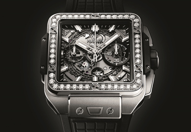 宇舶HUBLOT Square Bang Unico計時碼錶鈦金鑽圈款