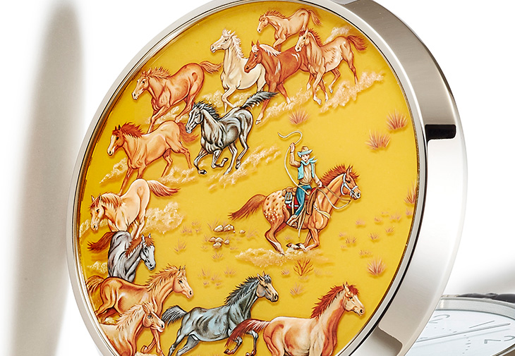 HERMÈS愛馬仕SLIM D’HERMÈS POCKET Les Mustangs 工藝懷錶