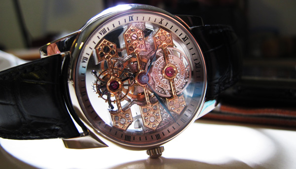GIRARD PERREGAUX 三金橋陀飛輪鏤空自動腕錶