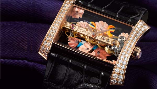 CORUM  Golden Bridge Lady 微縮彩繪鑲?女錶-異域之雀