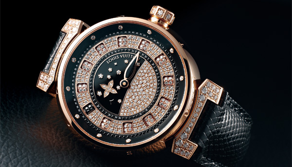 LOUIS VUITTON Tambour Spin Time 鑲鑽腕表