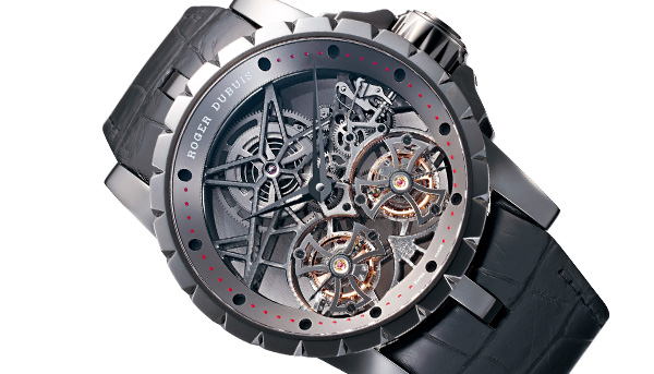 羅杰杜彼 Excalibur Skeleton Double Flying Tourbillon black titanium
