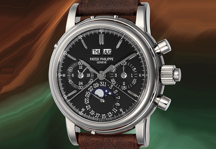 PHILLIPS富藝斯 Patek Philippe百達翡麗白金萬年曆追針計時腕錶