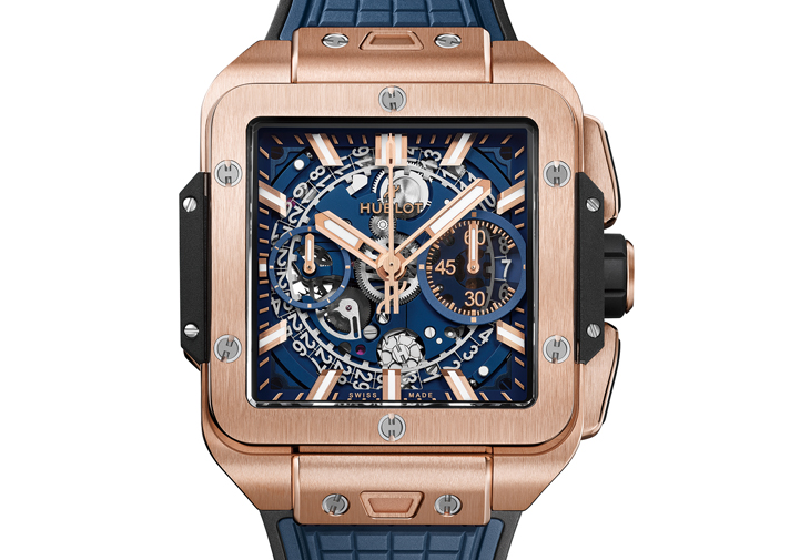 HUBLOT宇舶Square Bang Unico皇金藍色腕錶