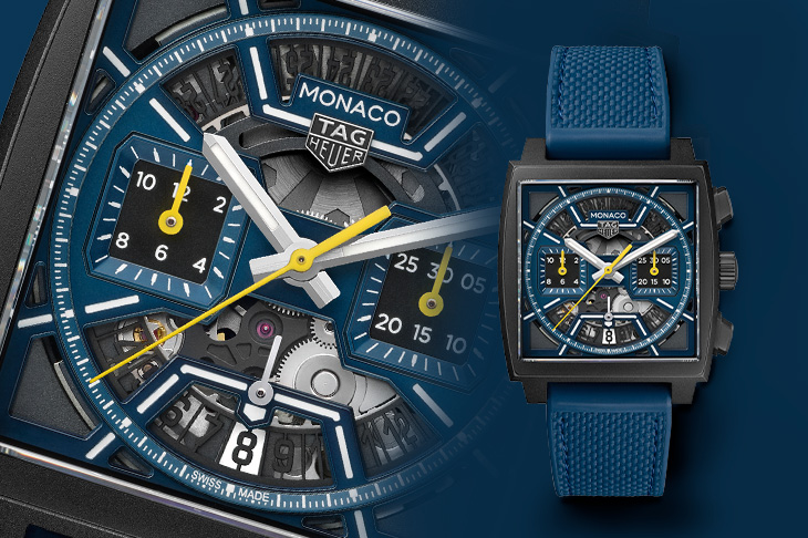 TAG HEUER Monaco鏤空計時腕錶深藍款 跳脫傳統的夜光顯示