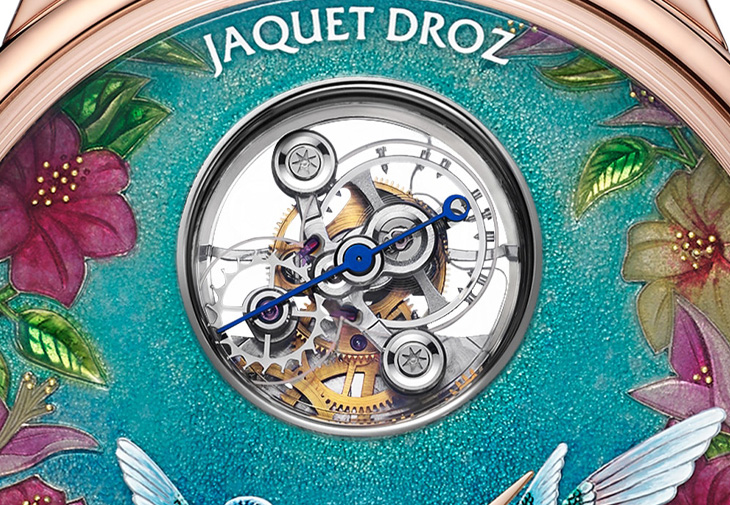 雅克德羅JAQUET DROZ時分小針盤紅金「蜂鳥」腕錶