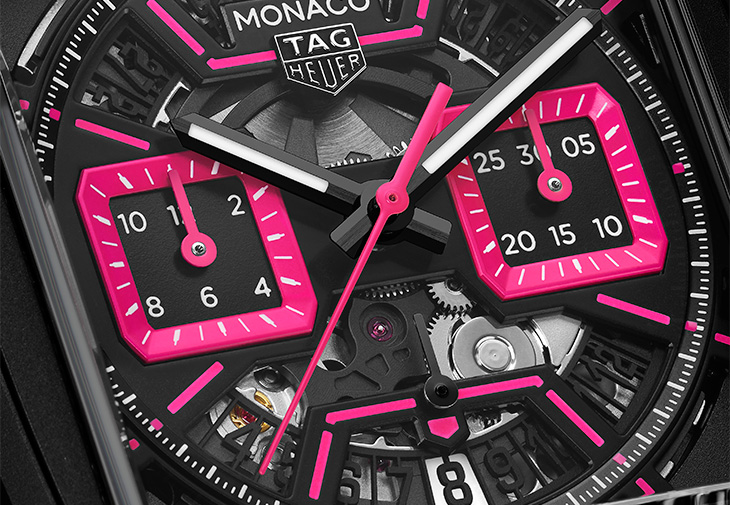 TAG Heuer泰格豪雅Monaco鏤空計時腕錶粉紅款
