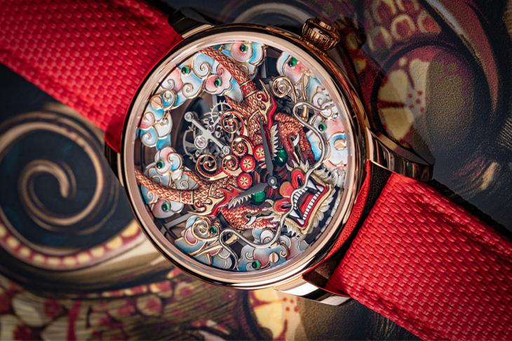 神龍躍然而出  雅克德羅Tourbillon Skelet Red Gold – Dragon Mask特別款陀飛輪