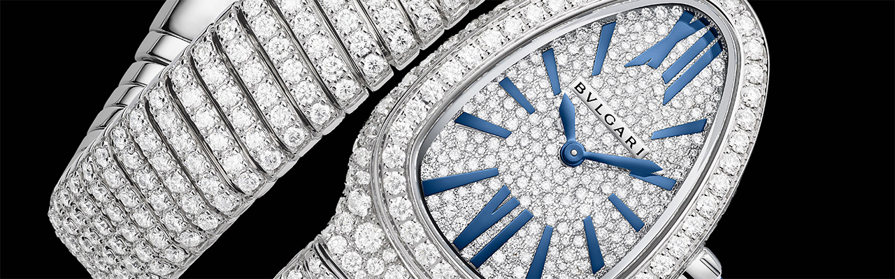 BVLGARI寶格麗Serpenti Infiniti白K金鑲鑽單圈珠寶腕錶