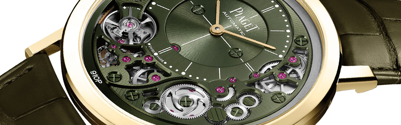 PIAGET伯爵錶Altiplano 系列 18K 黃金軍綠色超薄自動上鍊腕錶