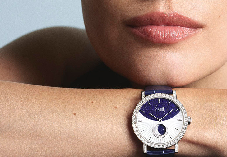 PIAGET Altiplano系列月相顯示18K白金高級珠寶腕錶