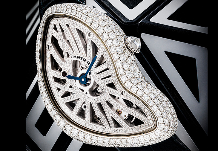 卡地亞鉑金鑲鑽石不對稱鏤空腕錶