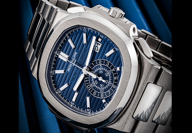 百達翡麗18K白金鑲鑽石自動上弦計時鏈帶腕錶