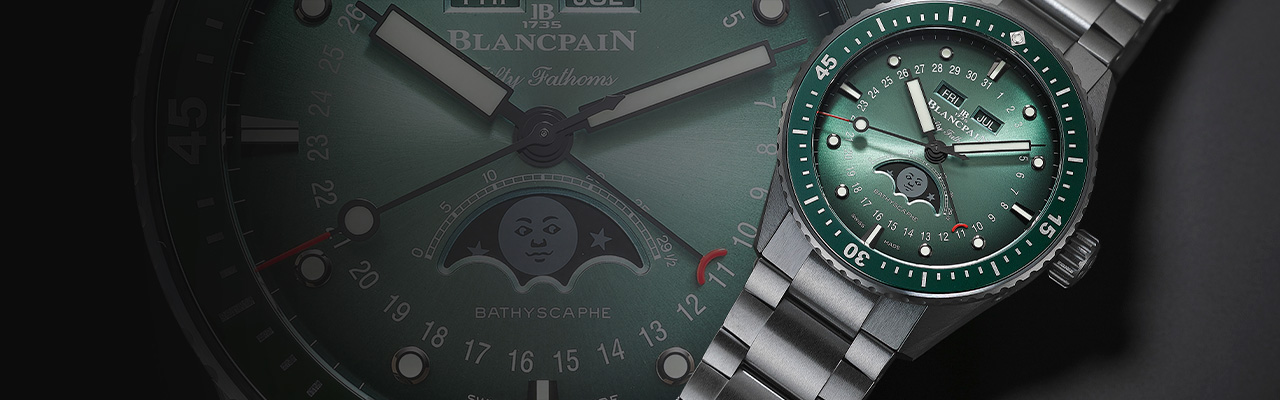 寶珀BLANCPAIN五十噚深潛器全日曆月相腕錶