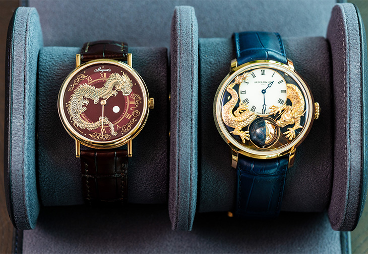 寶璣Breguet紅色大明火琺瑯Classique Dragon 7145腕錶 亞諾錶Arnold & Son龍年限定3D月相腕錶