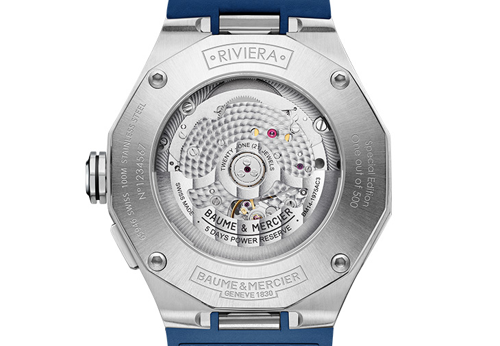 BAUME & MERCIER名士利維拉系列Baumatic潮汐顯示自動上鍊腕錶