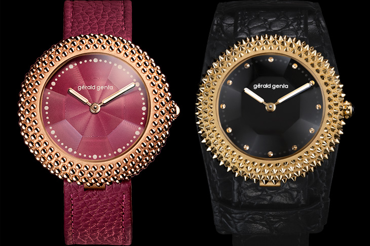 縞瑪瑙與勃根地紅新色面盤款  GÉRALD GENTA Gentissima Oursin自動腕錶