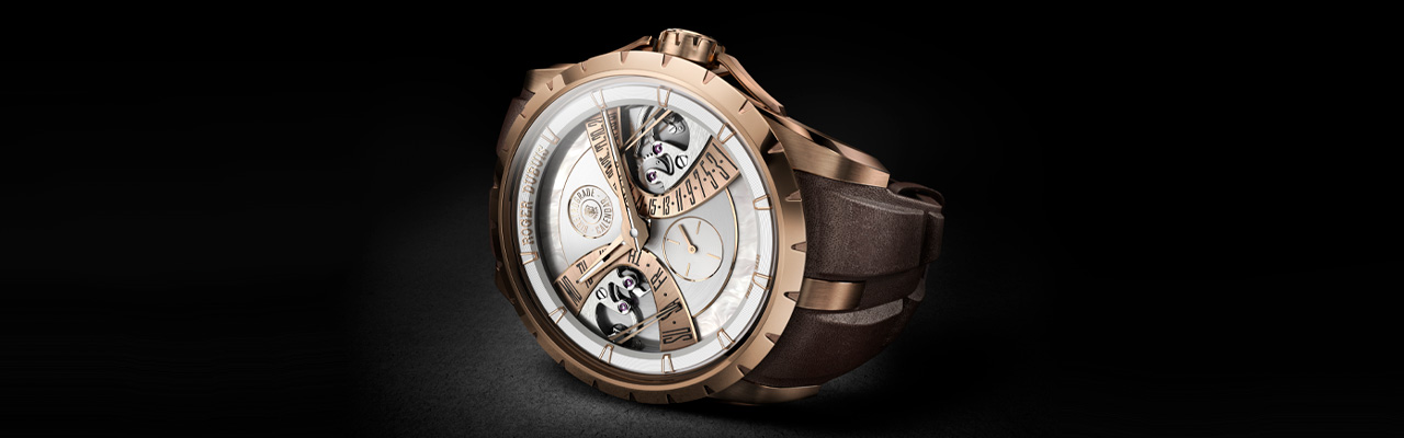 羅杰杜彼ROGER DUBUIS王者系列單擺輪雙逆跳日曆腕錶