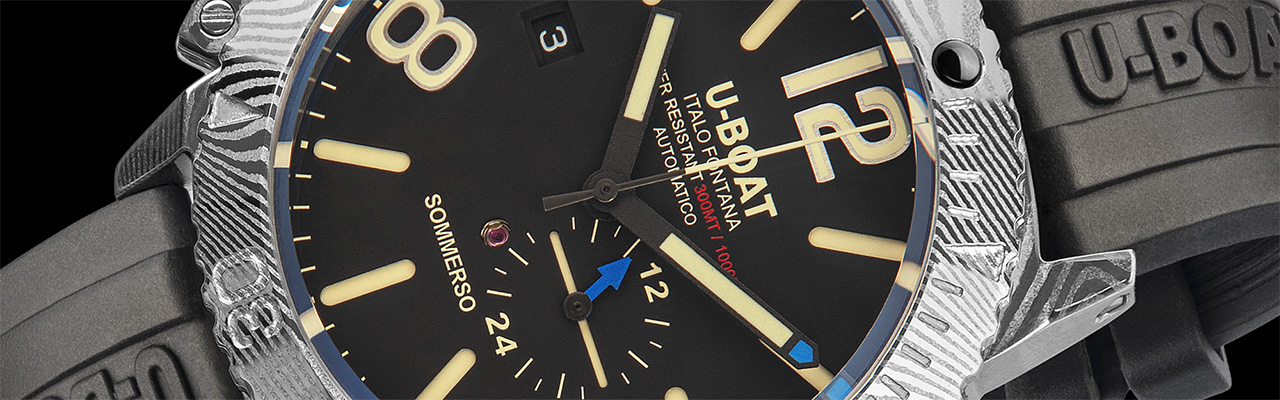 U-BOAT 9999-Sommerso 46 Damascus Left大馬士革鋼左冠腕錶