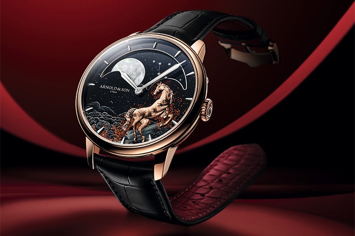 亞諾表ARNOLD & SON Perpetual Moon 41.5 Red Gold 馬年限量腕錶