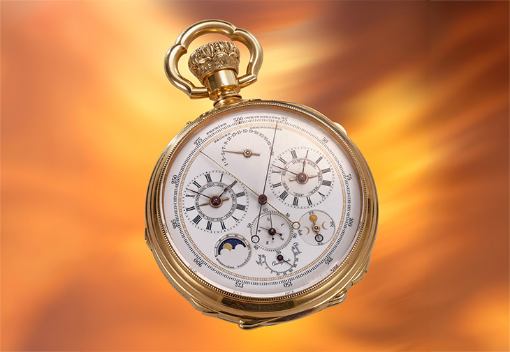 Louis Audemars & Co.「La Royale」超級複雜黃金兩地時區三問大小自鳴萬年曆雙計時懷錶
