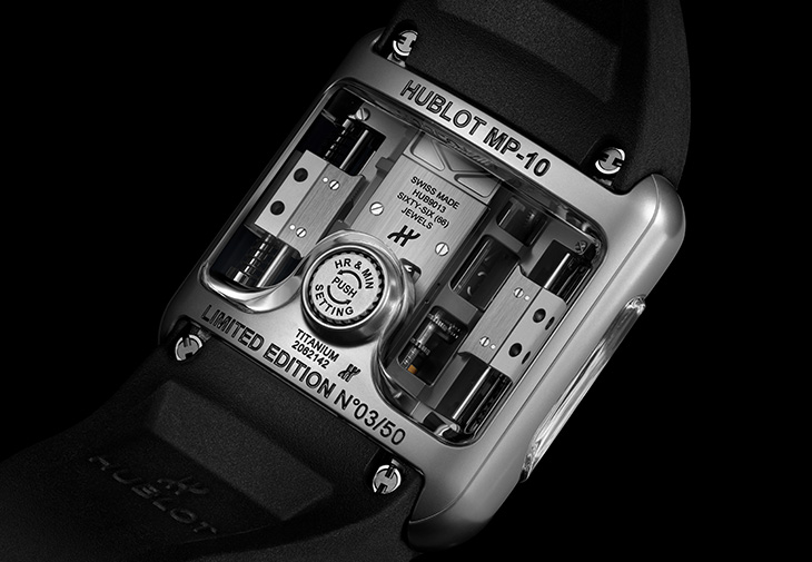 宇舶HUBLOT MP-10 Tourbillon Weight Energy System Titanium雙垂直上鍊陀飛輪腕錶
