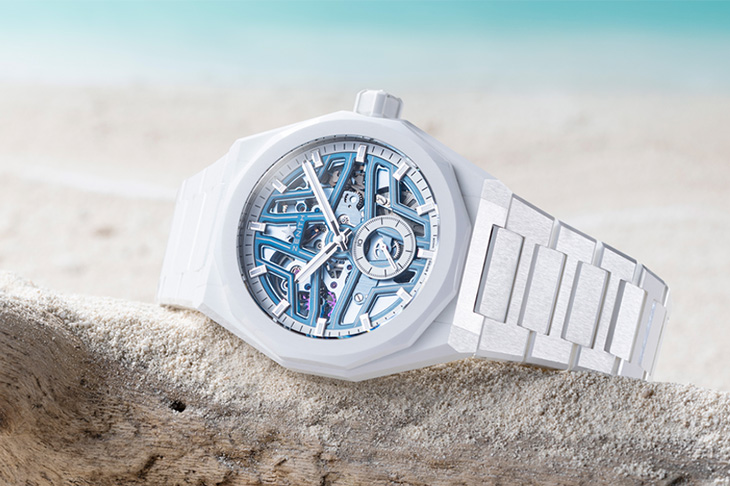 真力時 x Time+Tide 「Surfer」限量版终章  Defy Skyline白色衝浪者陶瓷鏤空腕錶