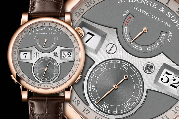 玫瑰金灰面貓頭鷹／朗格Zeitwerk Date瞬跳顯時日期腕錶