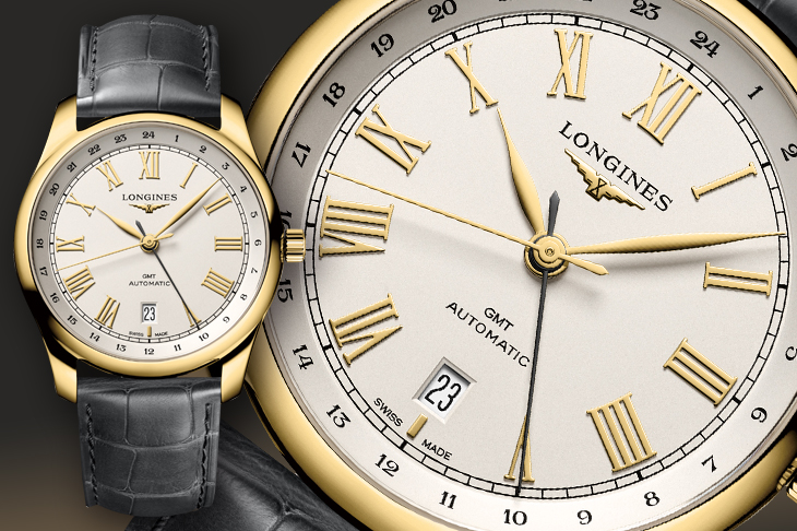 古典簡約設計風格 浪琴巨擘系列兩地時區腕錶