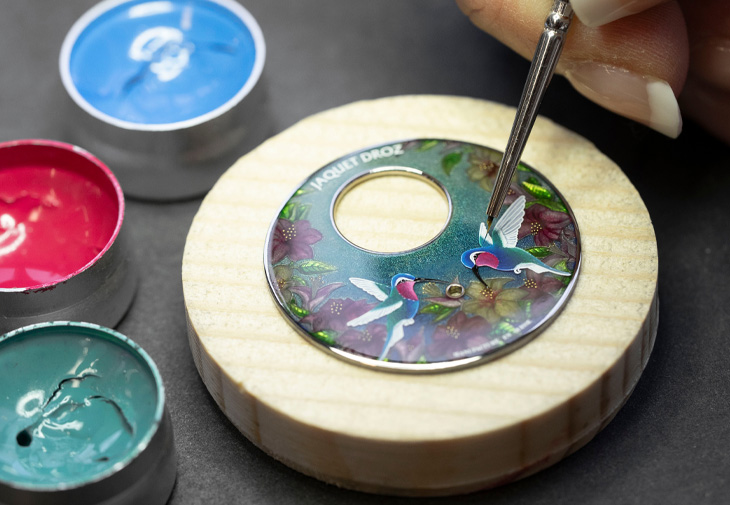 雅克德羅JAQUET DROZ時分小針盤紅金「蜂鳥」腕錶