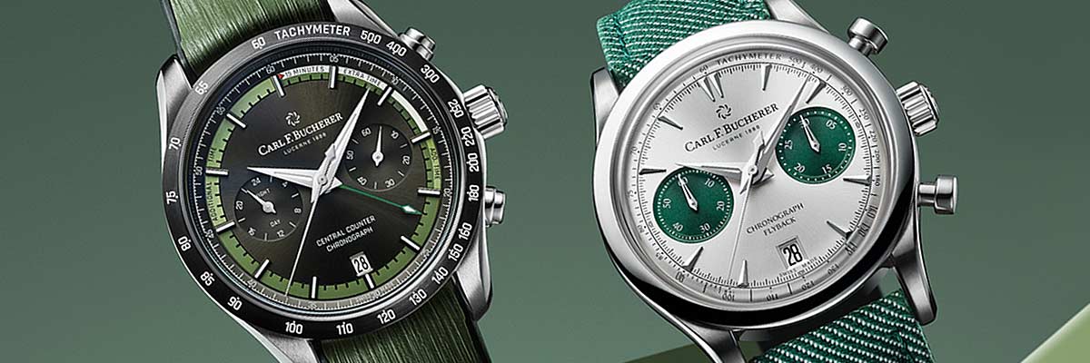 寶齊萊CARL F. BUCHERER綠色主題腕錶。
