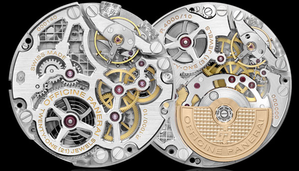 越來越薄  沛納海薄型化機芯 PANERAI P.4000、P.1000