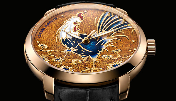 金雞迎新歲　雅典錶雞年生肖內填琺瑯《鎏金金雞腕錶》