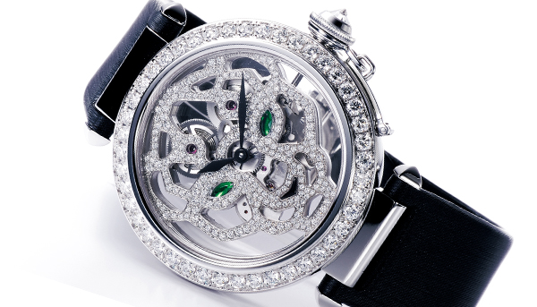 CARTIER卡地亞 Pasha de Cartier 美洲豹紋圖騰鏤空腕錶