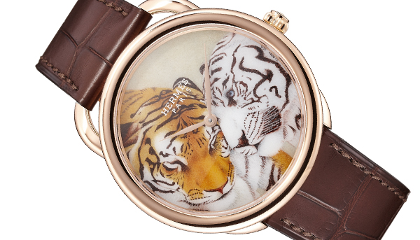 猛虎溫馨相依偎 愛馬仕Arceau Câlin Félin琺瑯錶