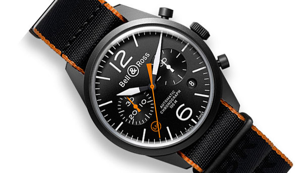 亮橘軍事風 BELL & ROSS BR 126 Carbon Orange計時碼錶