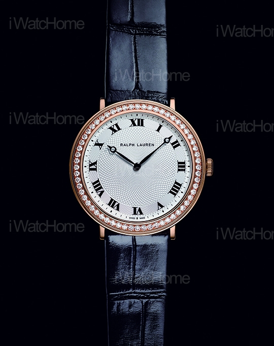 32毫米玫瑰金單行鑽石腕錶