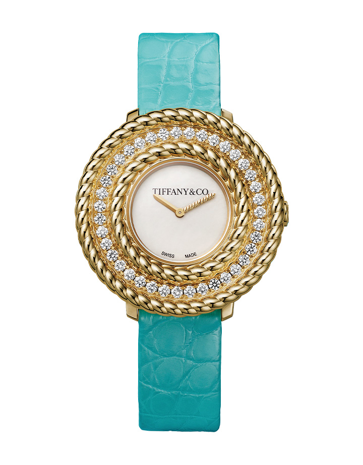 Tiﬀany Rope黃K金鑲鑽腕錶