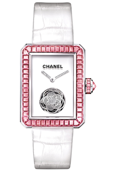 Premiere飛行陀飛輪鑽石粉紅藍寶石腕錶