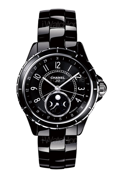 J12 黑色月相腕錶