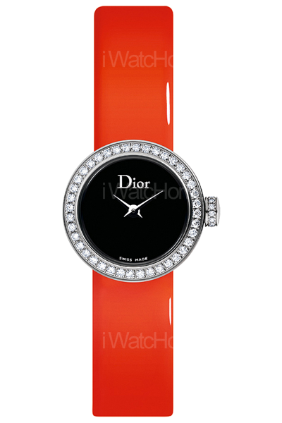 La Mini D de DIOR 螢光漆亮皮錶帶腕錶