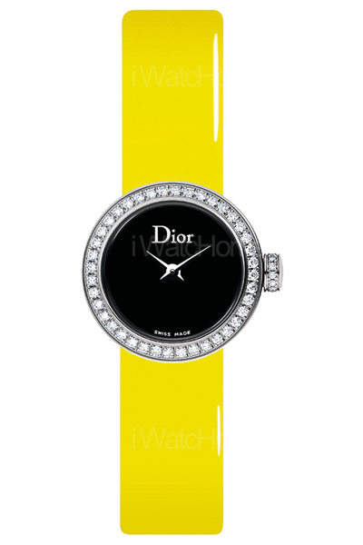 La Mini D de DIOR 螢光漆亮皮錶帶腕錶